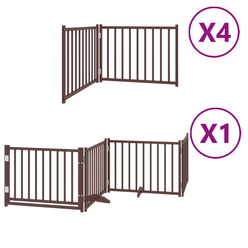 Barna nyárfa 12 paneles összecsukható kutyakapu ajtóval 960 cm - Image 2