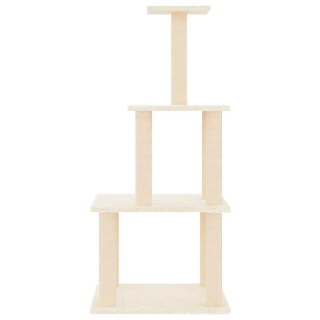 Krémszínű macskabútor szizál kaparófákkal 111 cm - Image 4