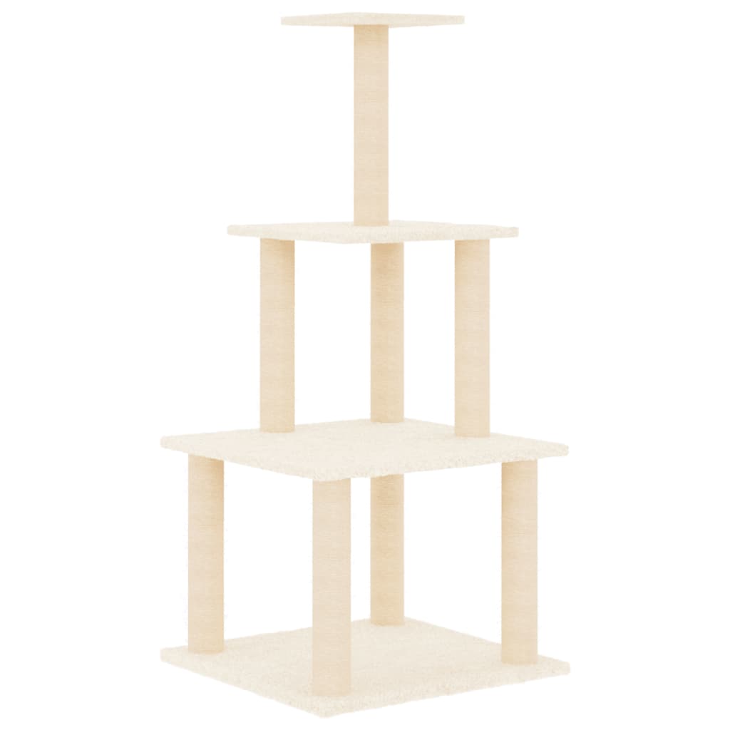 Krémszínű macskabútor szizál kaparófákkal 111 cm - Image 3