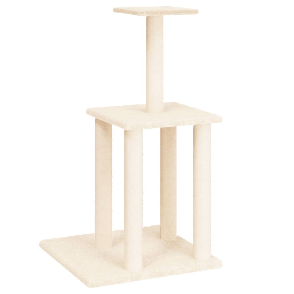 Krémszínű macskabútor szizál kaparófákkal 85,5 cm - Image 2