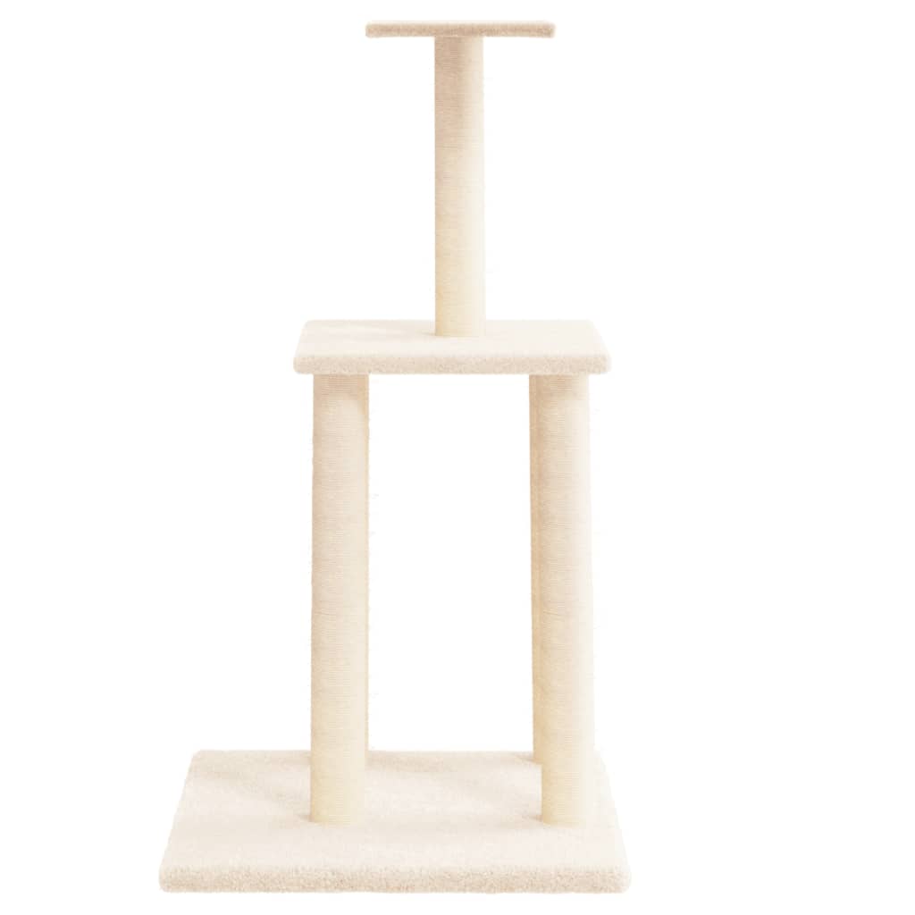 Krémszínű macskabútor szizál kaparófákkal 85,5 cm - Image 3