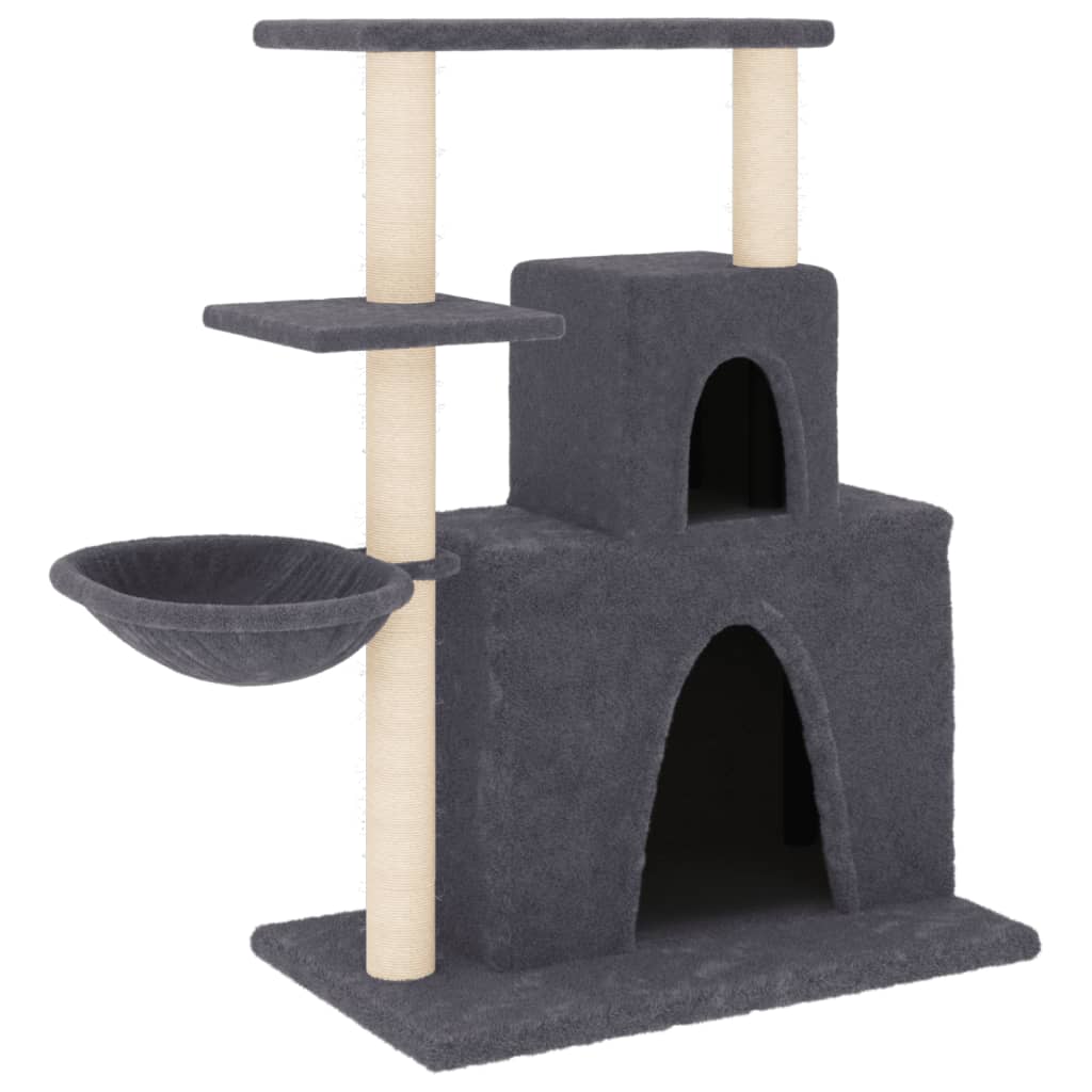 Sötétszürke macskabútor szizál kaparófákkal 83 cm - Image 2