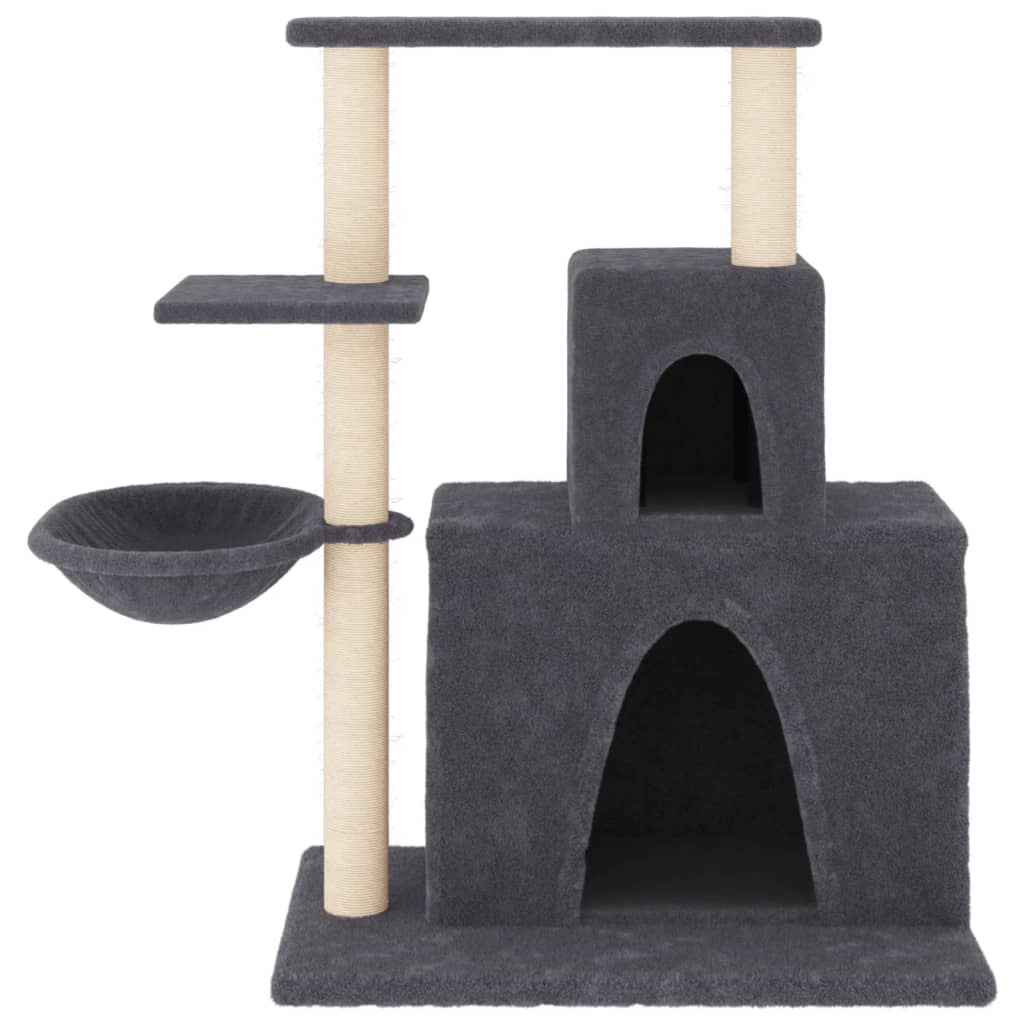 Sötétszürke macskabútor szizál kaparófákkal 83 cm - Image 3