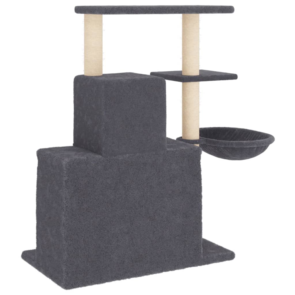 Sötétszürke macskabútor szizál kaparófákkal 83 cm - Image 4