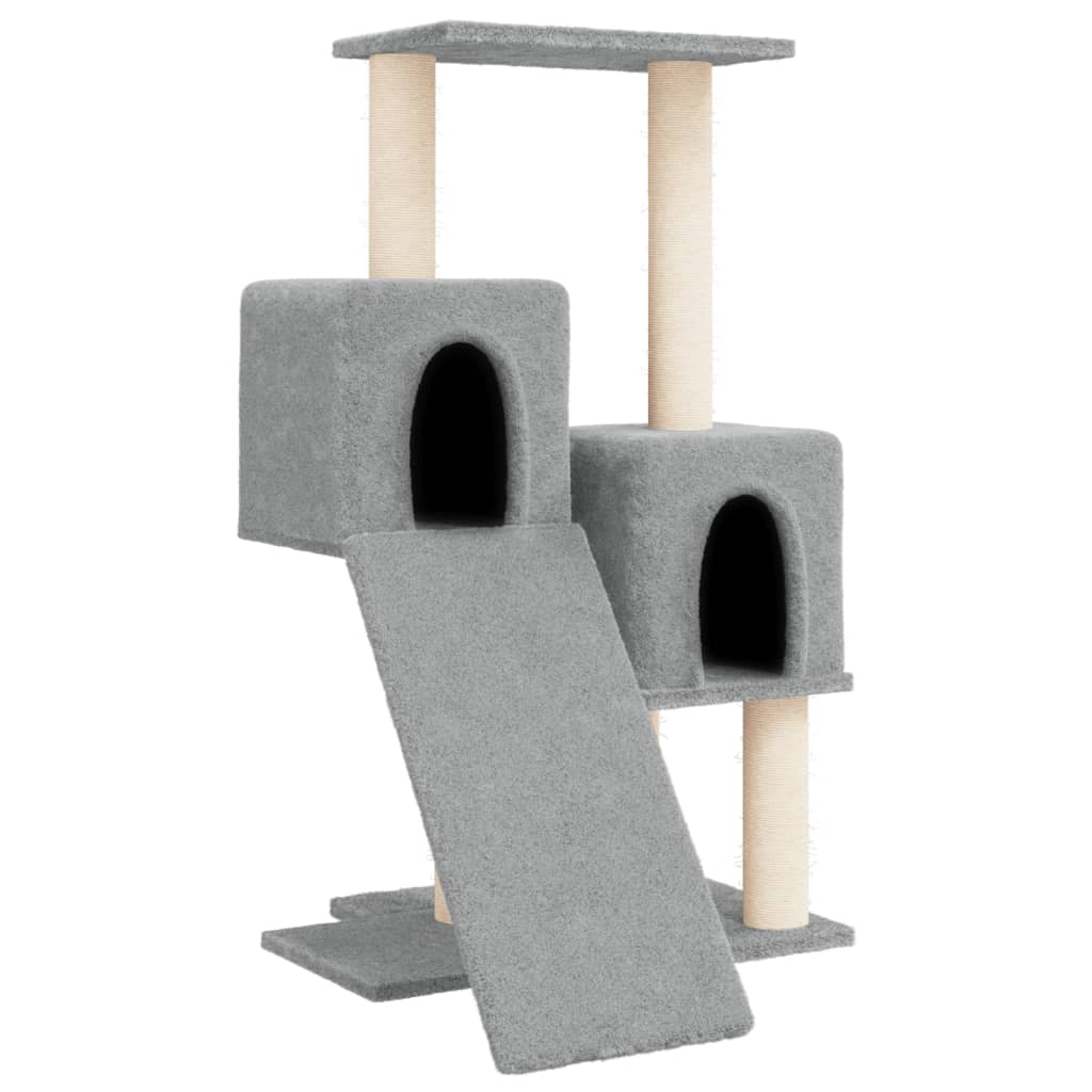 Világosszürke macskabútor szizál kaparófákkal 82 cm - Image 2