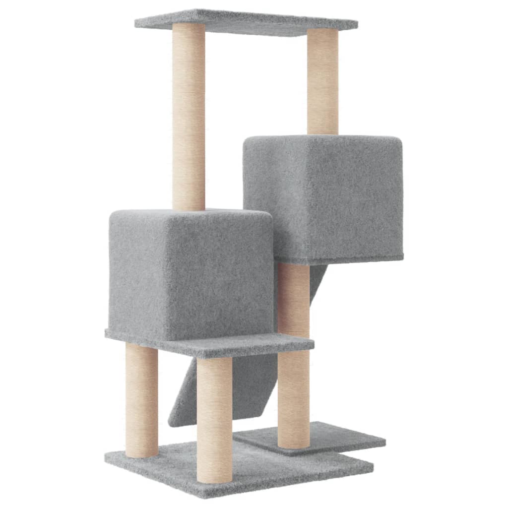 Világosszürke macskabútor szizál kaparófákkal 82 cm - Image 4