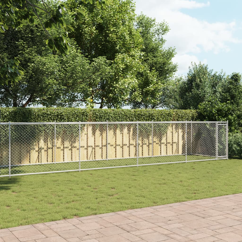 Szürke horganyzott acél kutyaketrec ajtóval 10 x 2 x 1,5 m - Image 3