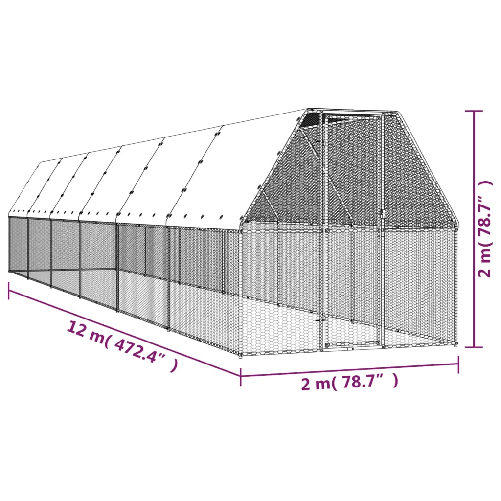Horganyzott acél tyúkketrec 2x12x2 m - Image 5