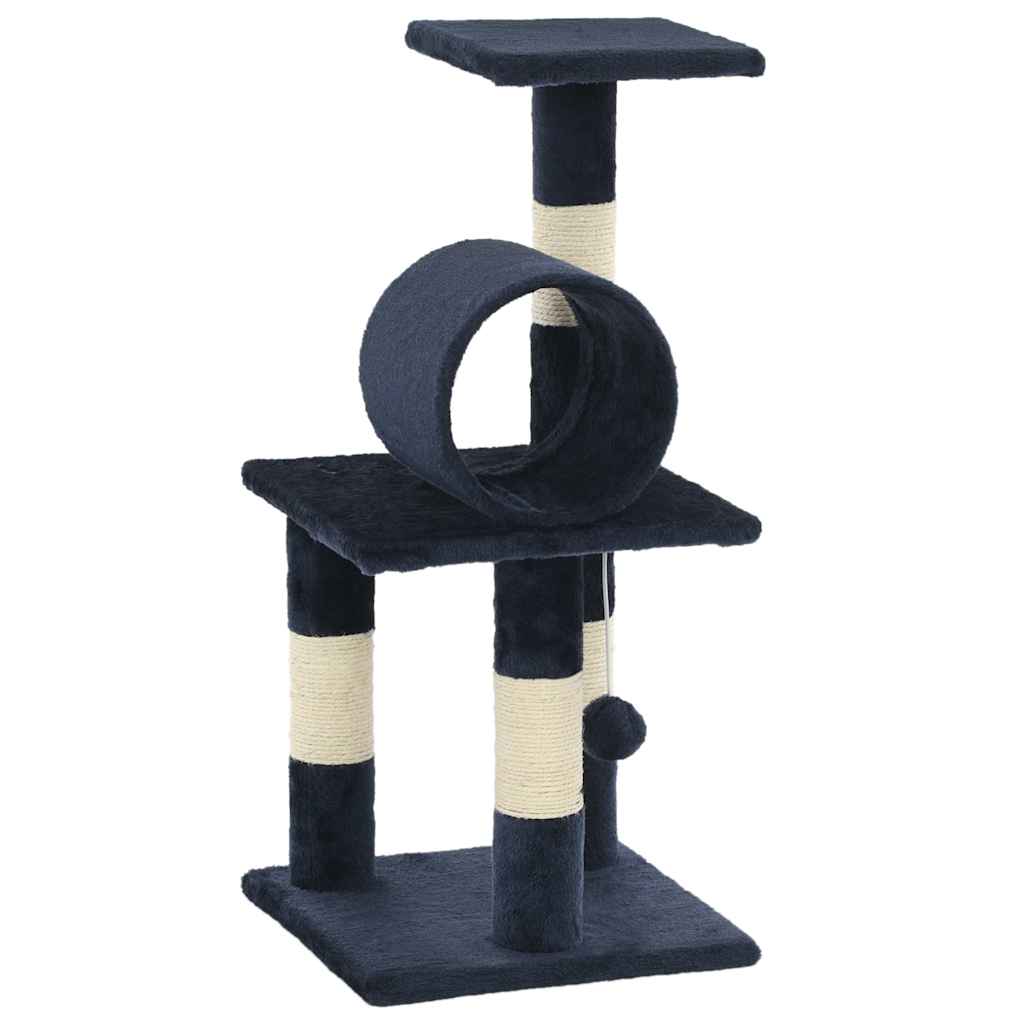 Sötétkék macskabútor szizál kaparófákkal 65 cm - Image 2
