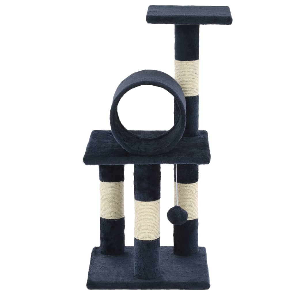 Sötétkék macskabútor szizál kaparófákkal 65 cm - Image 3