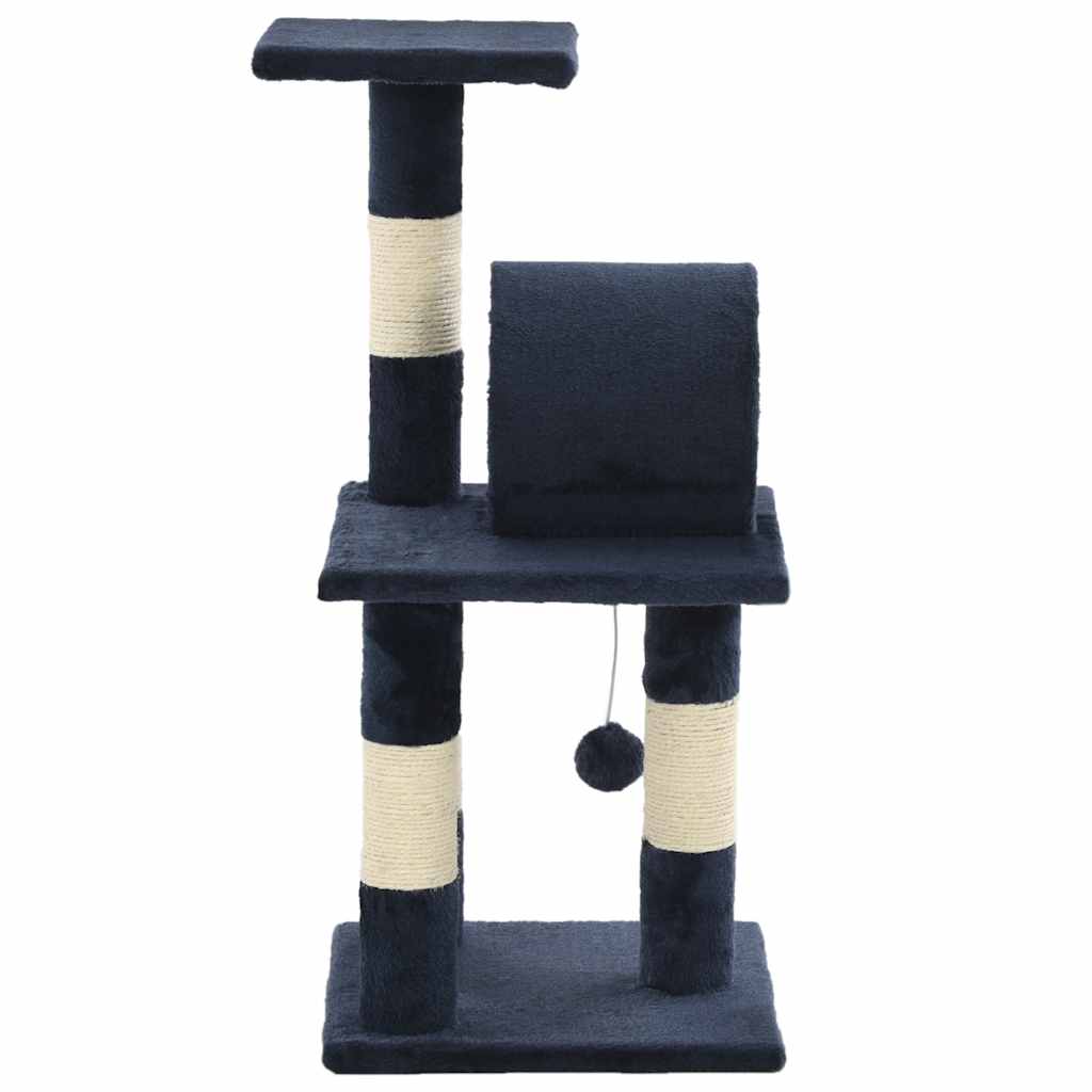 Sötétkék macskabútor szizál kaparófákkal 65 cm - Image 4
