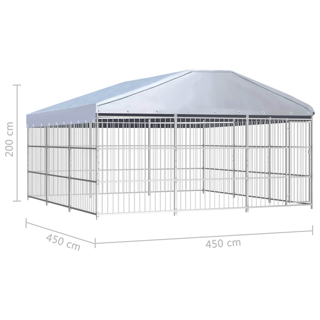 Kültéri kutyakennel tetővel 450 x 450 x 200 cm - Image 5