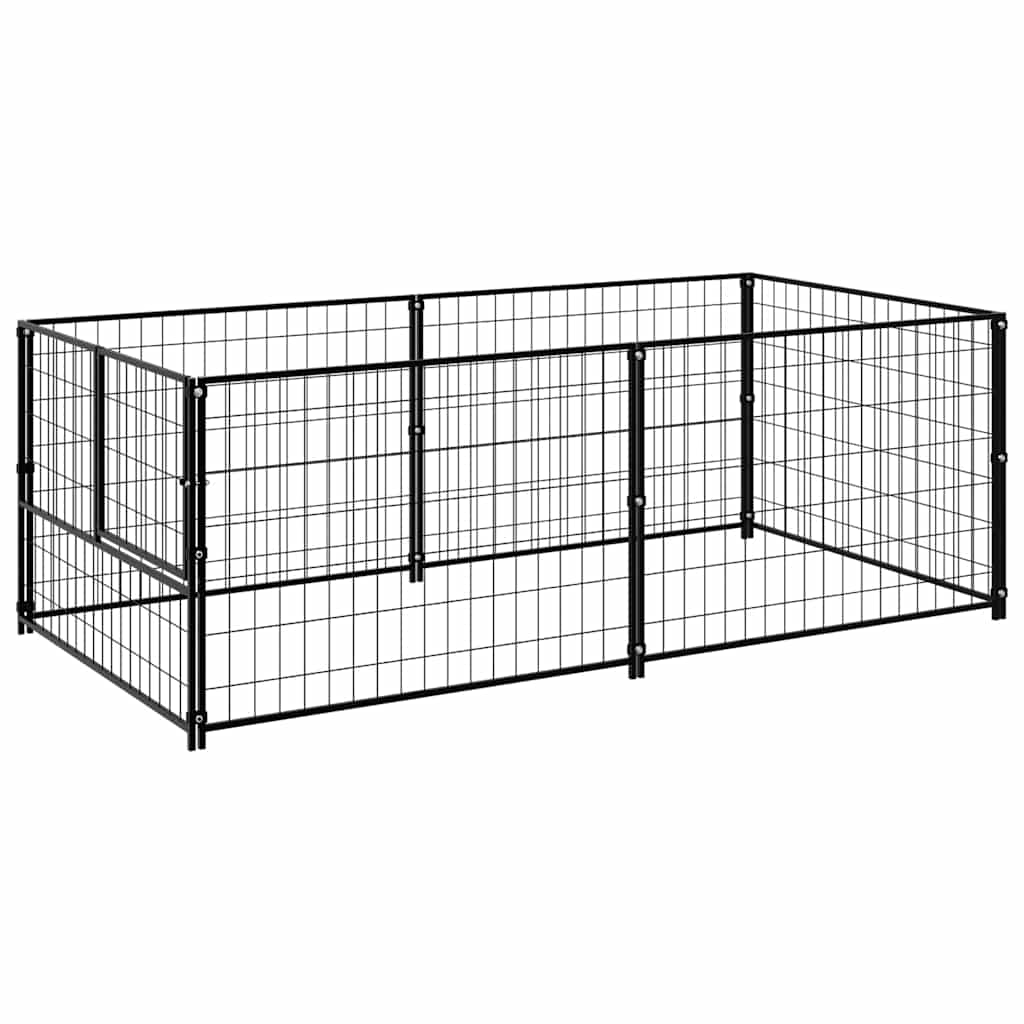 Fekete acél kutyakennel 200 x 100 x 70 cm - Image 2