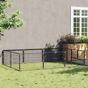 Fekete acél kutyakennel 6 m²