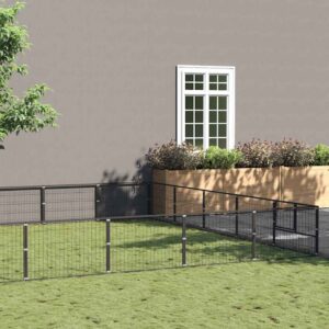 Fekete acél kutyakennel 30 m²