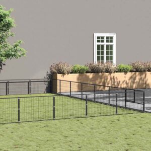 Fekete acél kutyakennel 56 m²