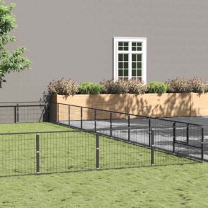 Fekete acél kutyakennel 90 m²