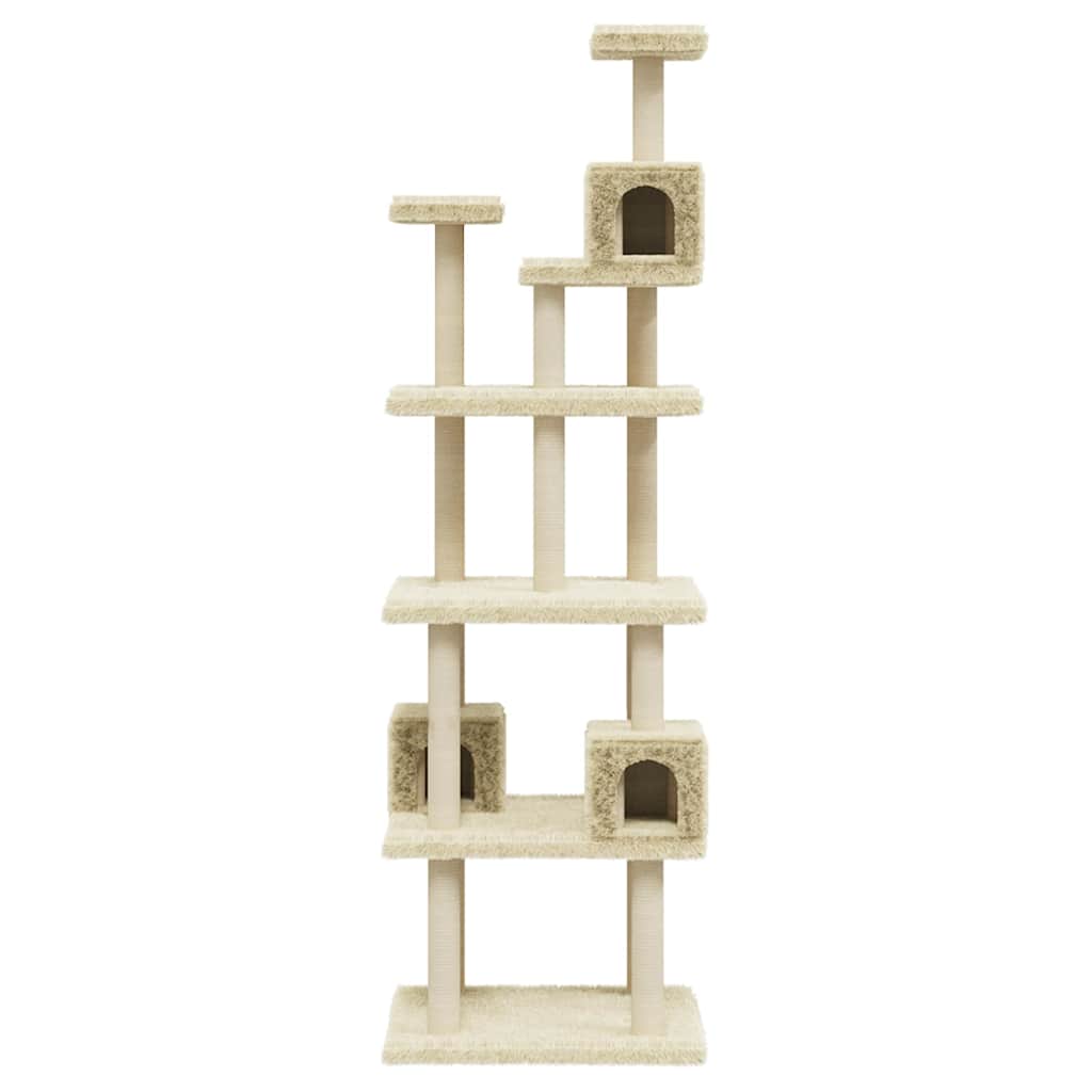 Krémszínű macskabútor szizál kaparófákkal 188 cm - Image 3