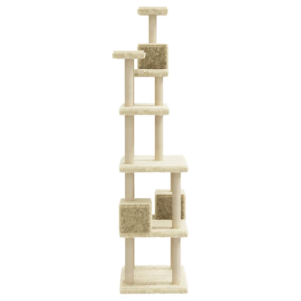 Krémszínű macskabútor szizál kaparófákkal 188 cm - Image 5