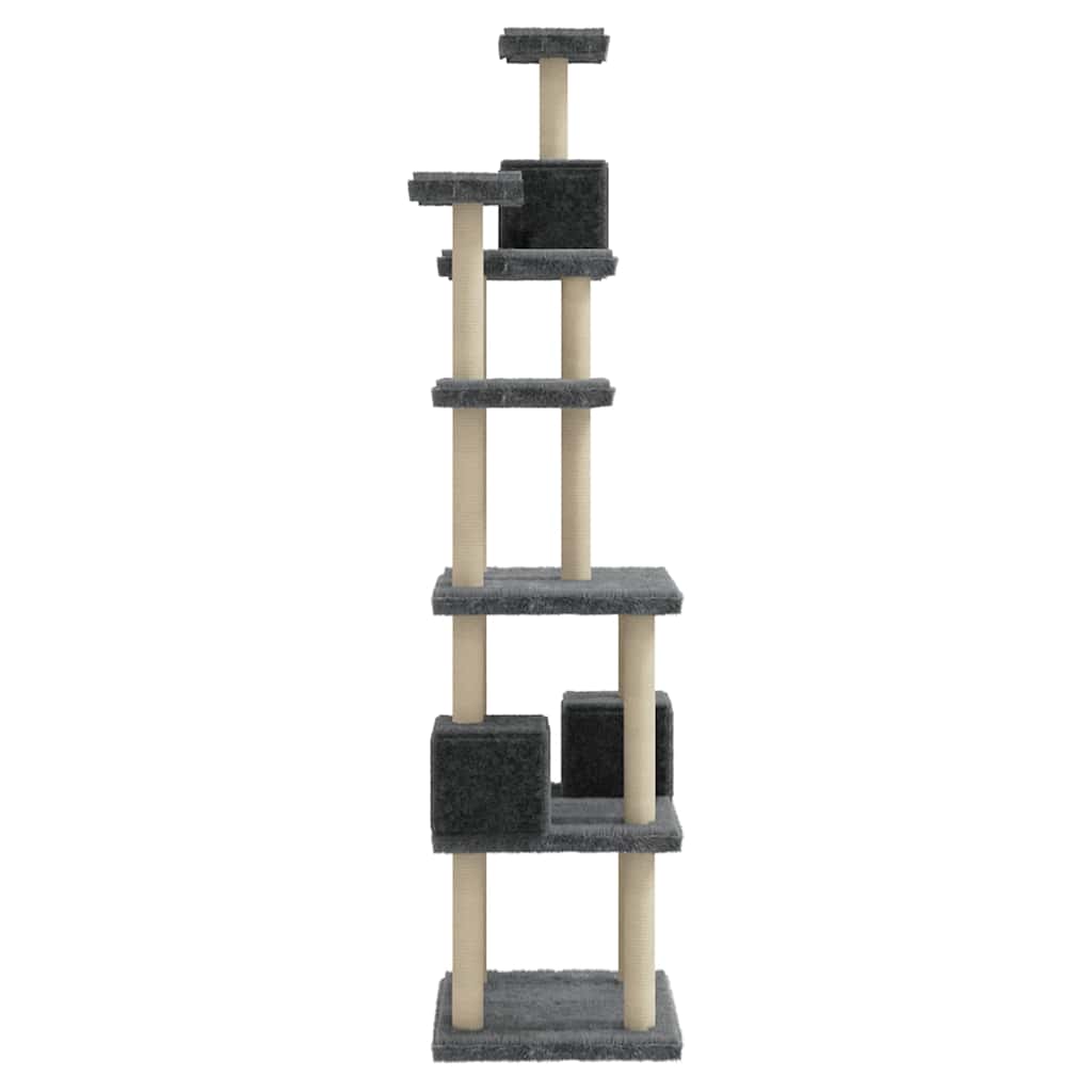 Sötétszürke macskabútor szizál kaparófákkal 188 cm - Image 5