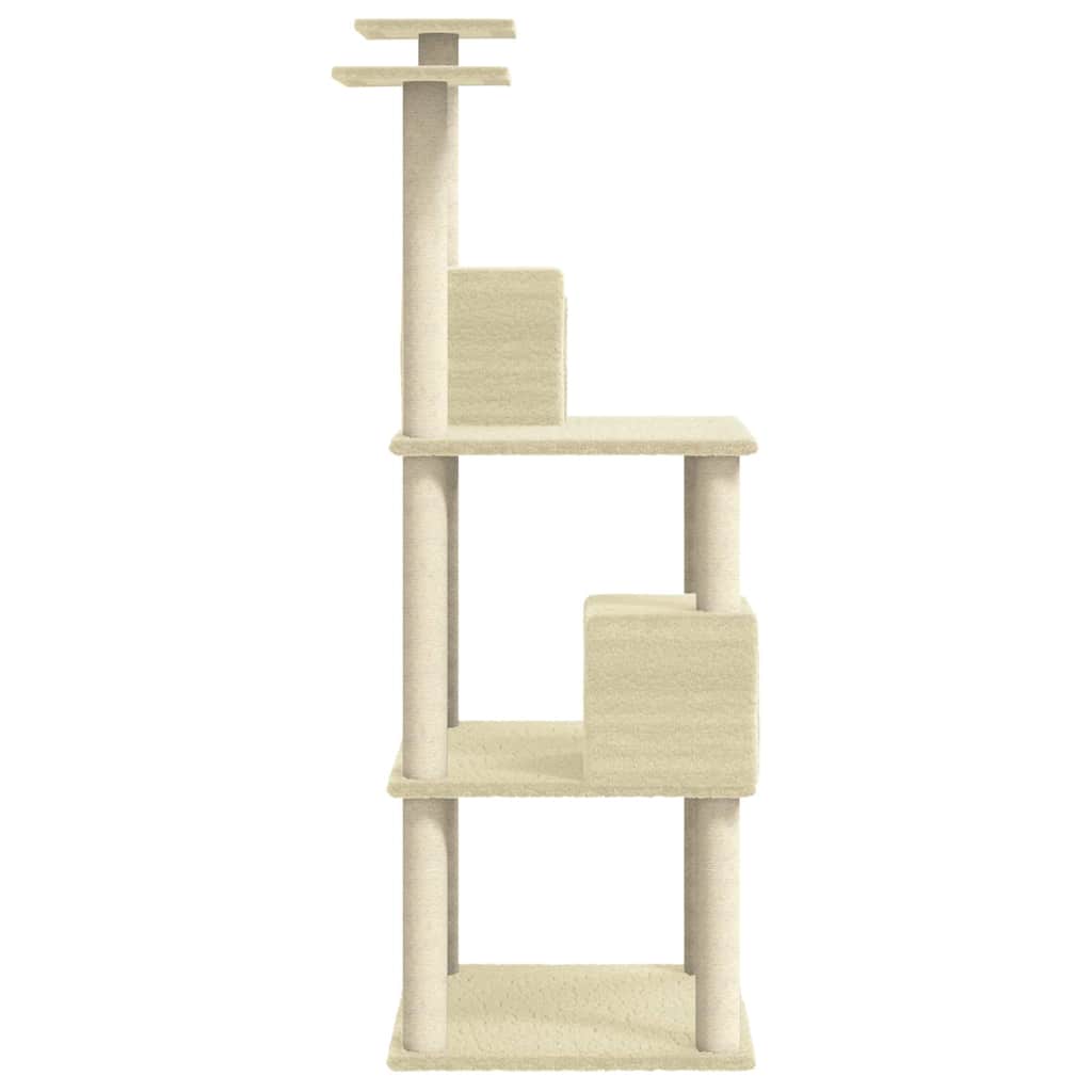 Krémszínű macskabútor szizál kaparófákkal 141 cm - Image 5