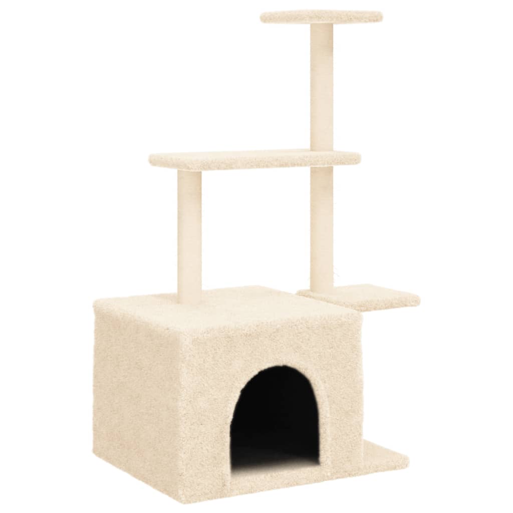 Krémszínű macskabútor szizál kaparófákkal 110 cm - Image 2