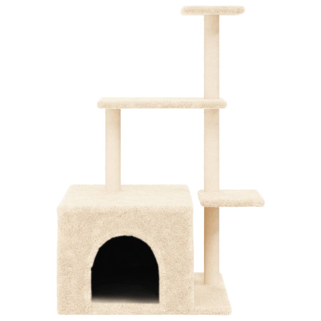 Krémszínű macskabútor szizál kaparófákkal 110 cm - Image 4