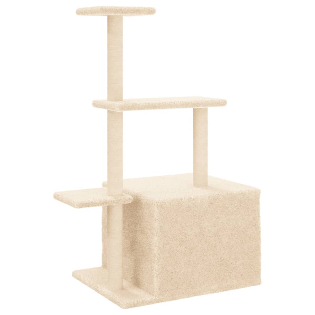 Krémszínű macskabútor szizál kaparófákkal 110 cm - Image 5