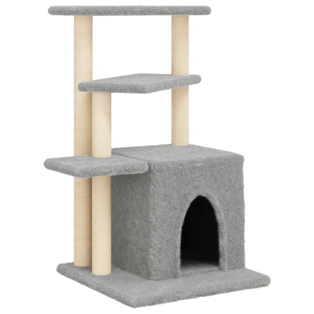 Világosszürke macskabútor szizál kaparófákkal 83,5 cm - Image 2