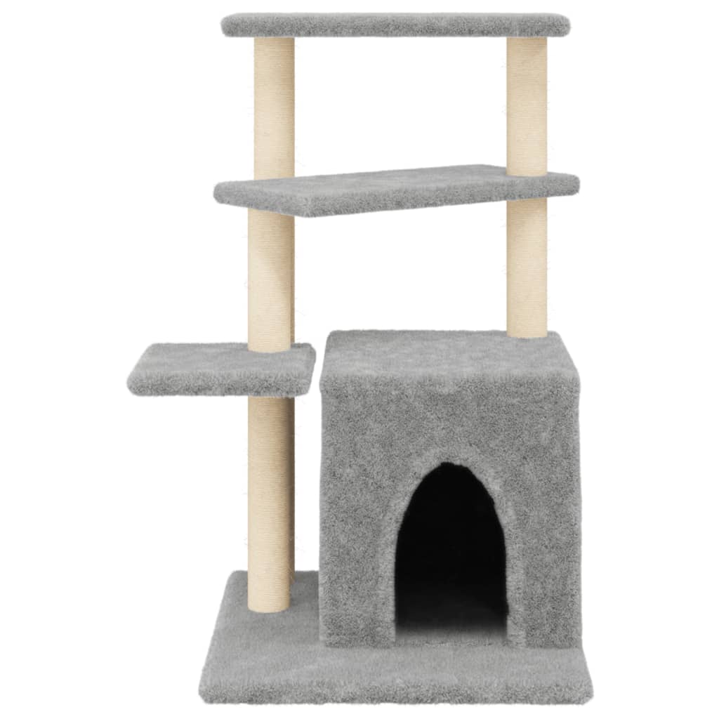 Világosszürke macskabútor szizál kaparófákkal 83,5 cm - Image 4