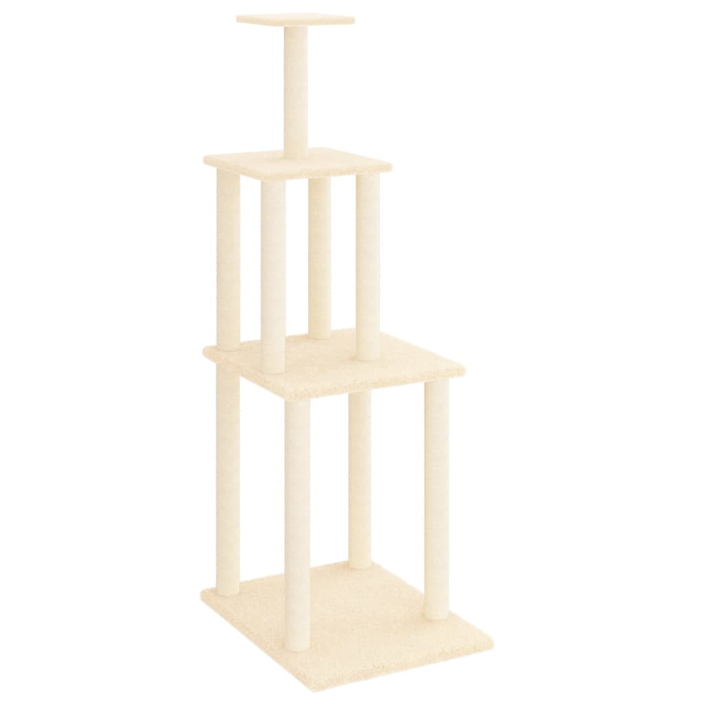 Krémszínű macskabútor szizál kaparófákkal 149 cm - Image 2