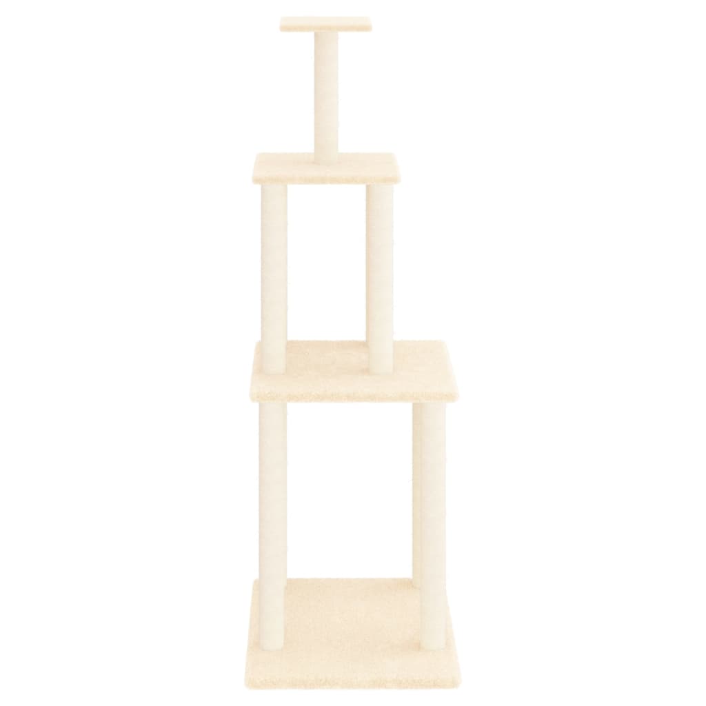 Krémszínű macskabútor szizál kaparófákkal 149 cm - Image 3