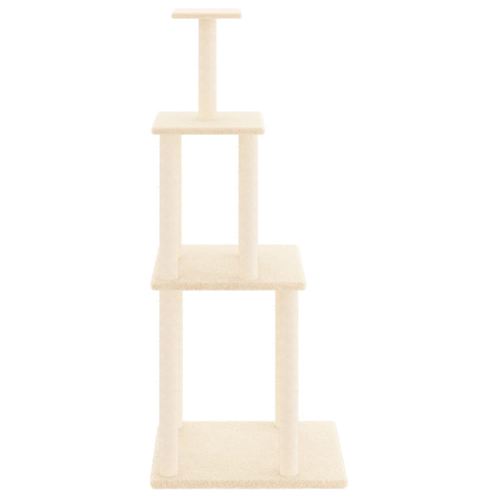 Krémszínű macskabútor szizál kaparófákkal 149 cm - Image 4