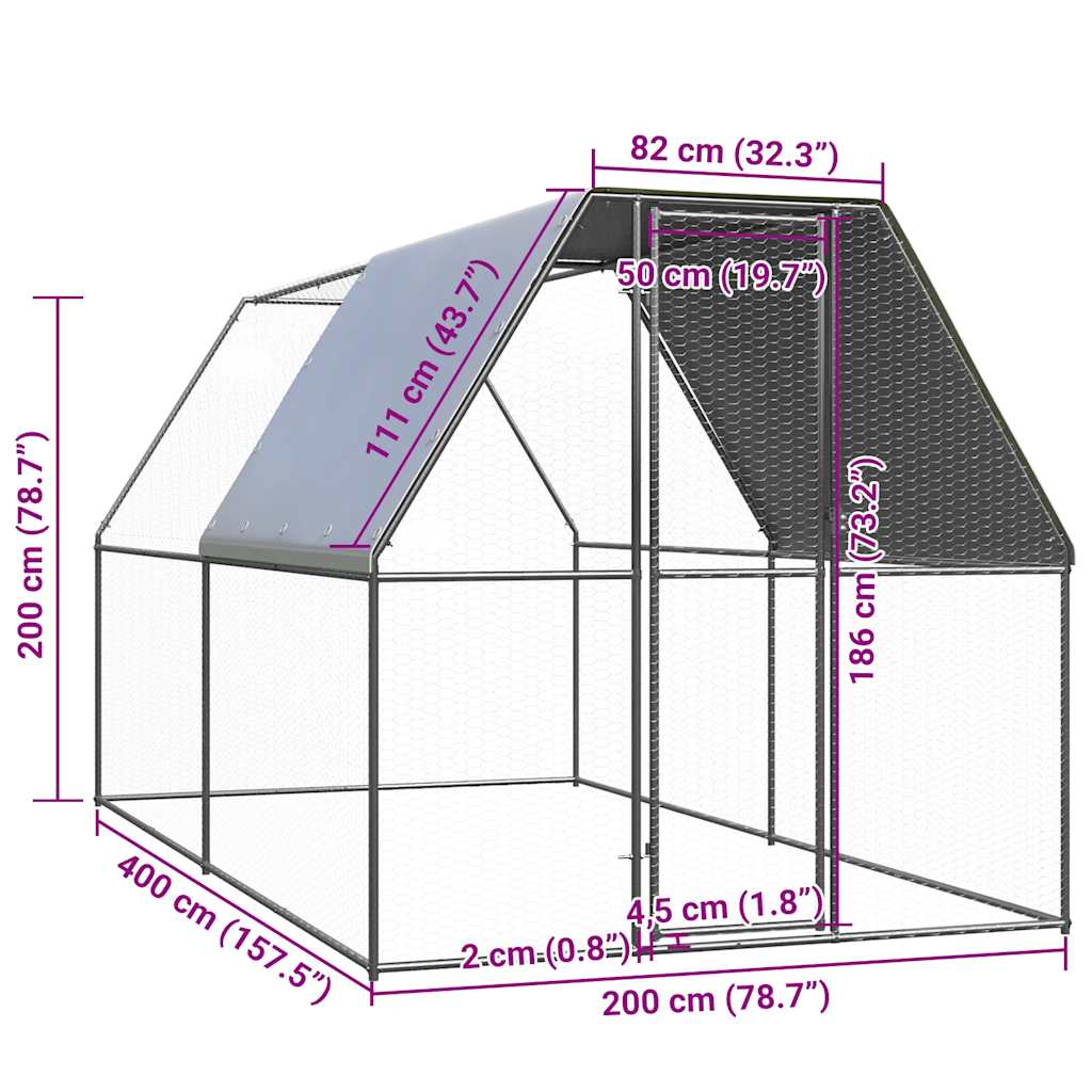 Horganyzott acél tyúkól 2x4x2 m - Image 4