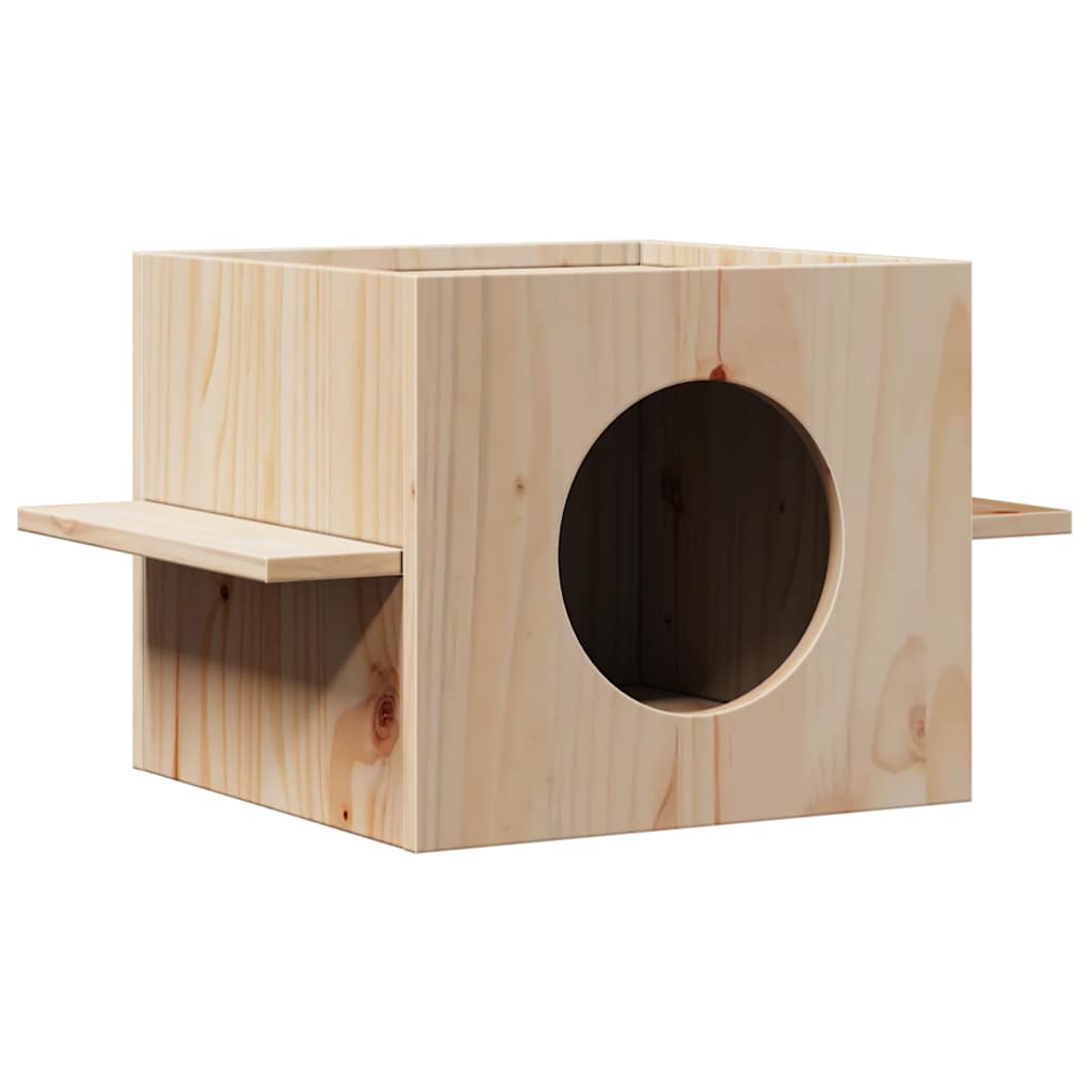 Macskaház 51x35x30 cm tömör fa fenyőfa - Image 2